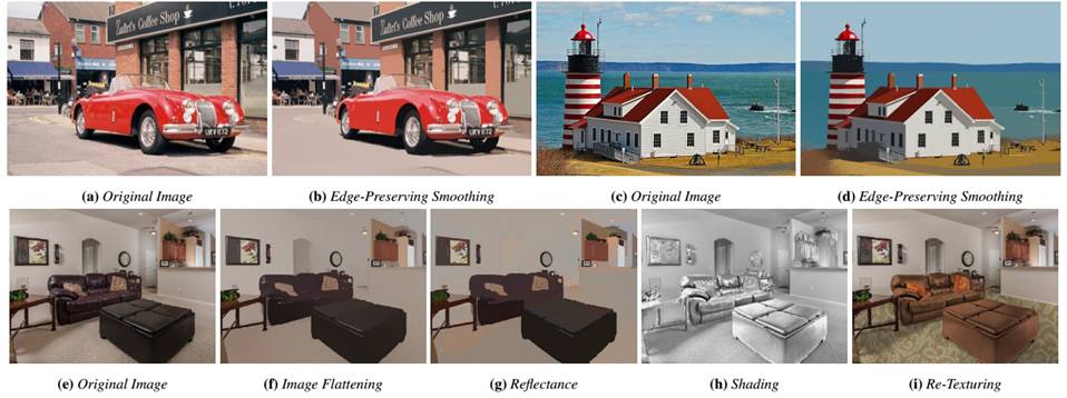 Application of various edge preserving smoothing methods to our image